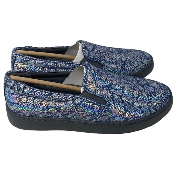 NEW Vionic Avery Sneakers Size 6 Suede Slip On Blue Iridescent Metallic Shoes - Picture 3 of 11